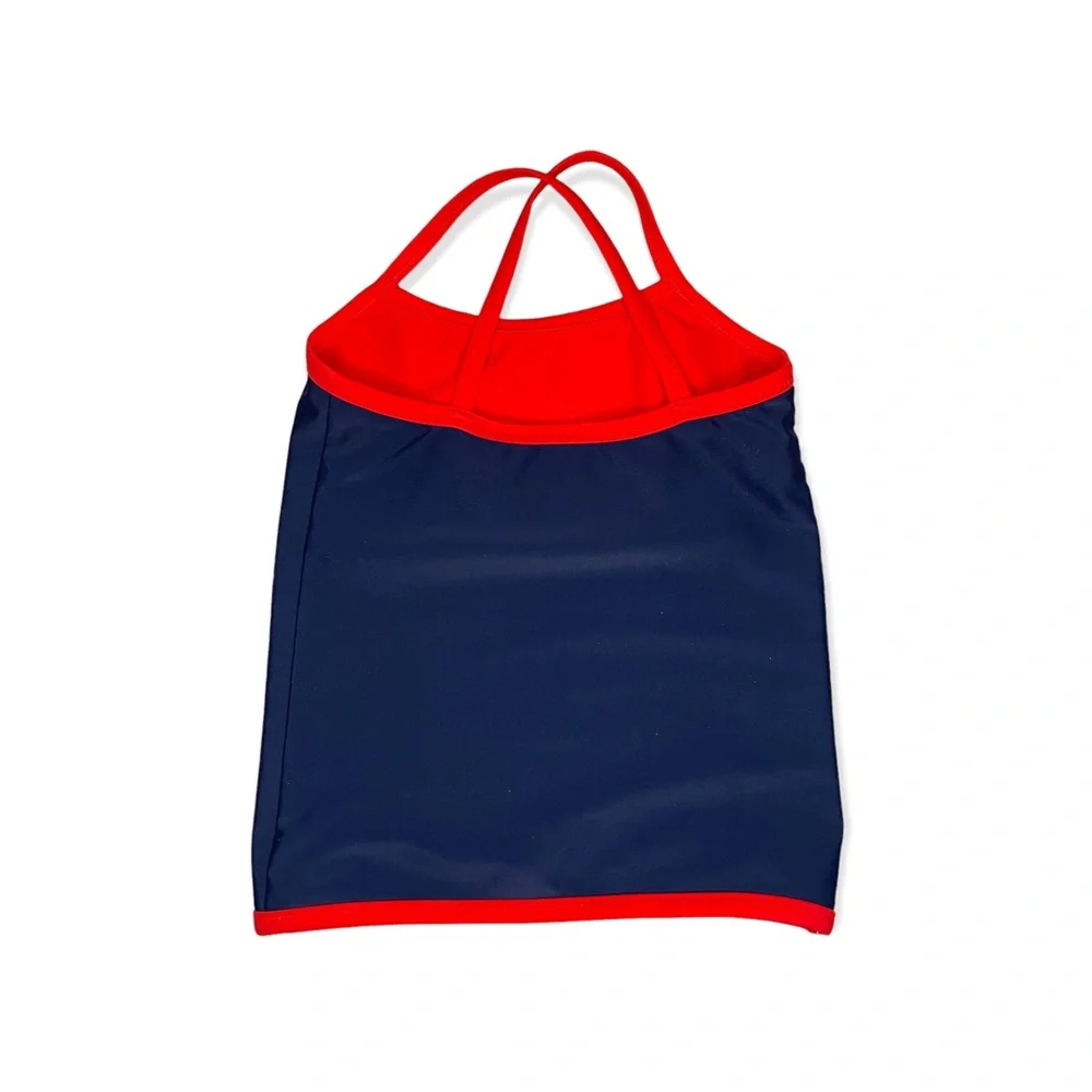 Primary Red & Navy Blue Cross Back Swim Tankini